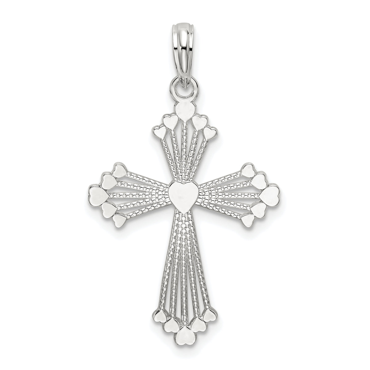 De-Ani Sterling Silver Rhodium-Plated Polished Heart Cross Pendant