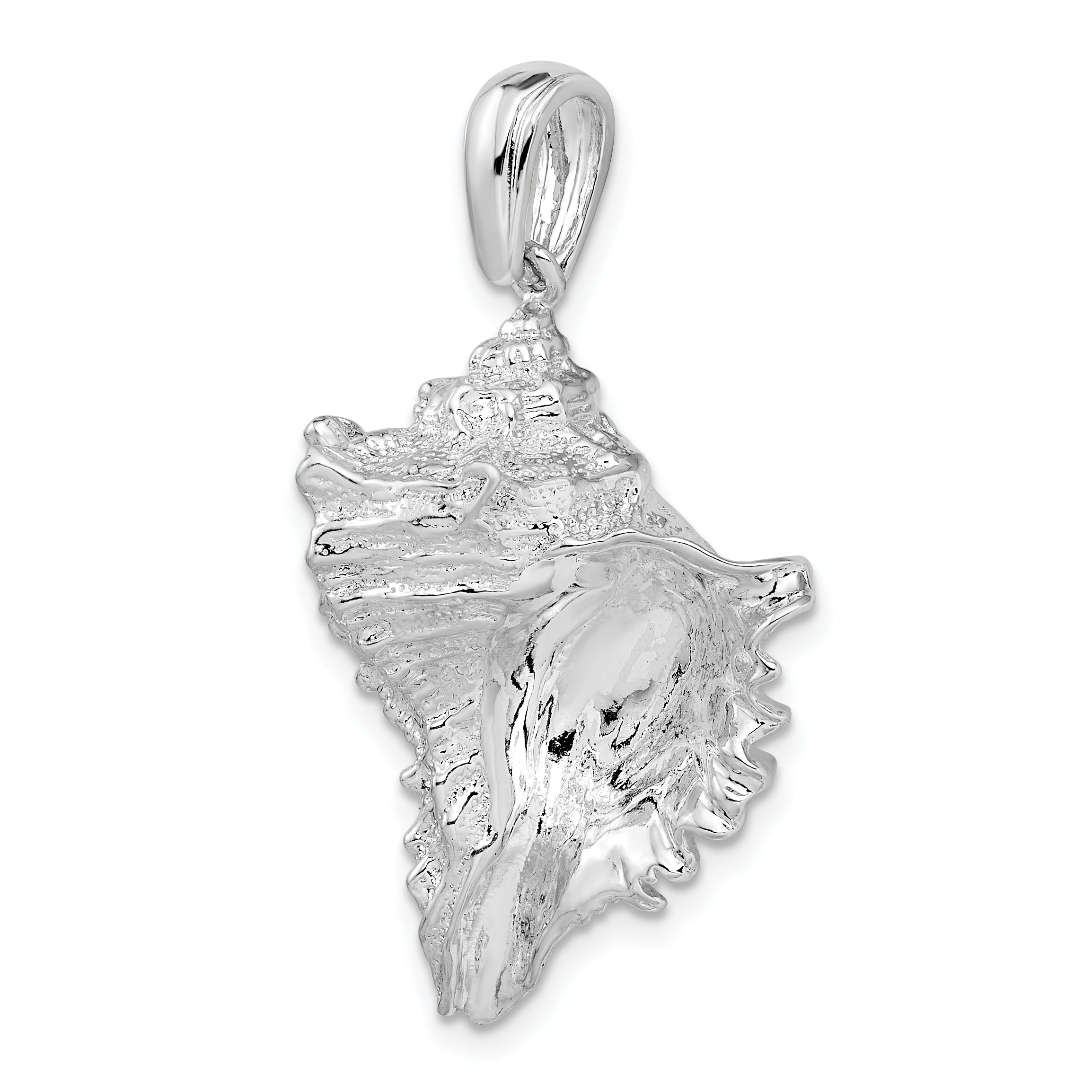 De-Ani Sterling Silver Rhodium-Plated Polished Conch Shell Pendant