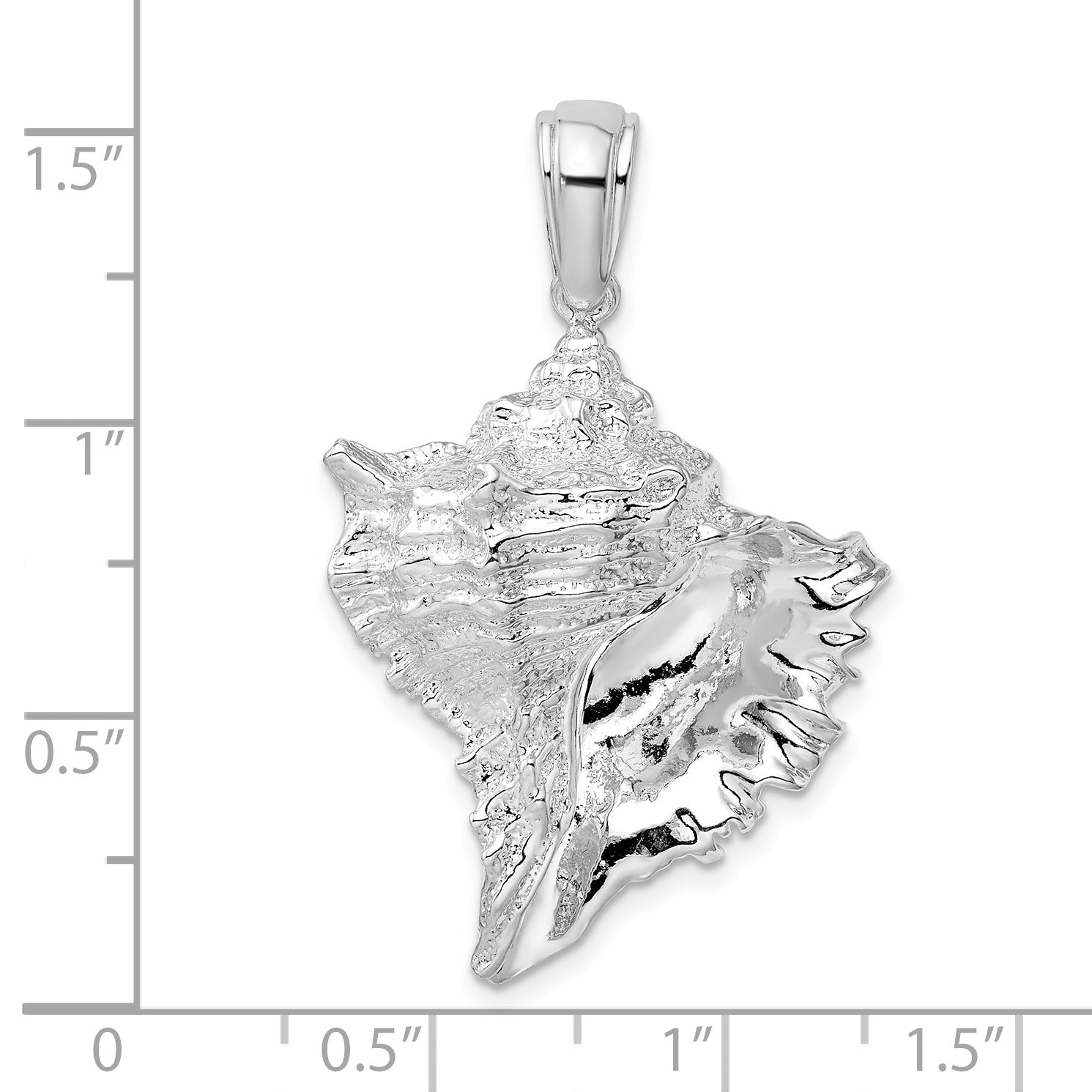 De-Ani Sterling Silver Rhodium-Plated Polished Conch Shell Pendant