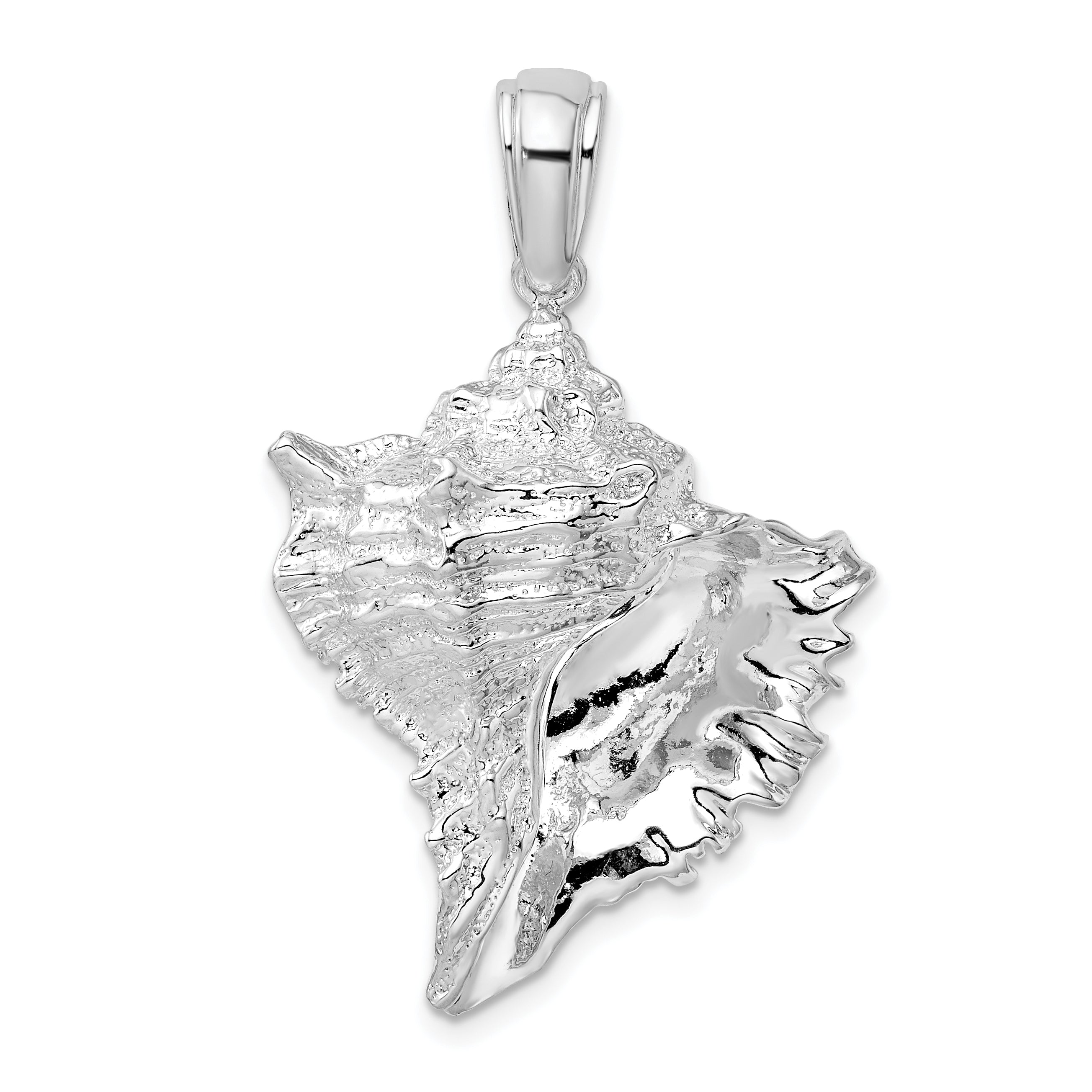 De-Ani Sterling Silver Rhodium-Plated Polished Conch Shell Pendant