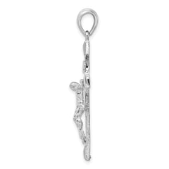 De-Ani Sterling Silver Rhodium-Plated Polished Textured Latin Crucifix Pendant