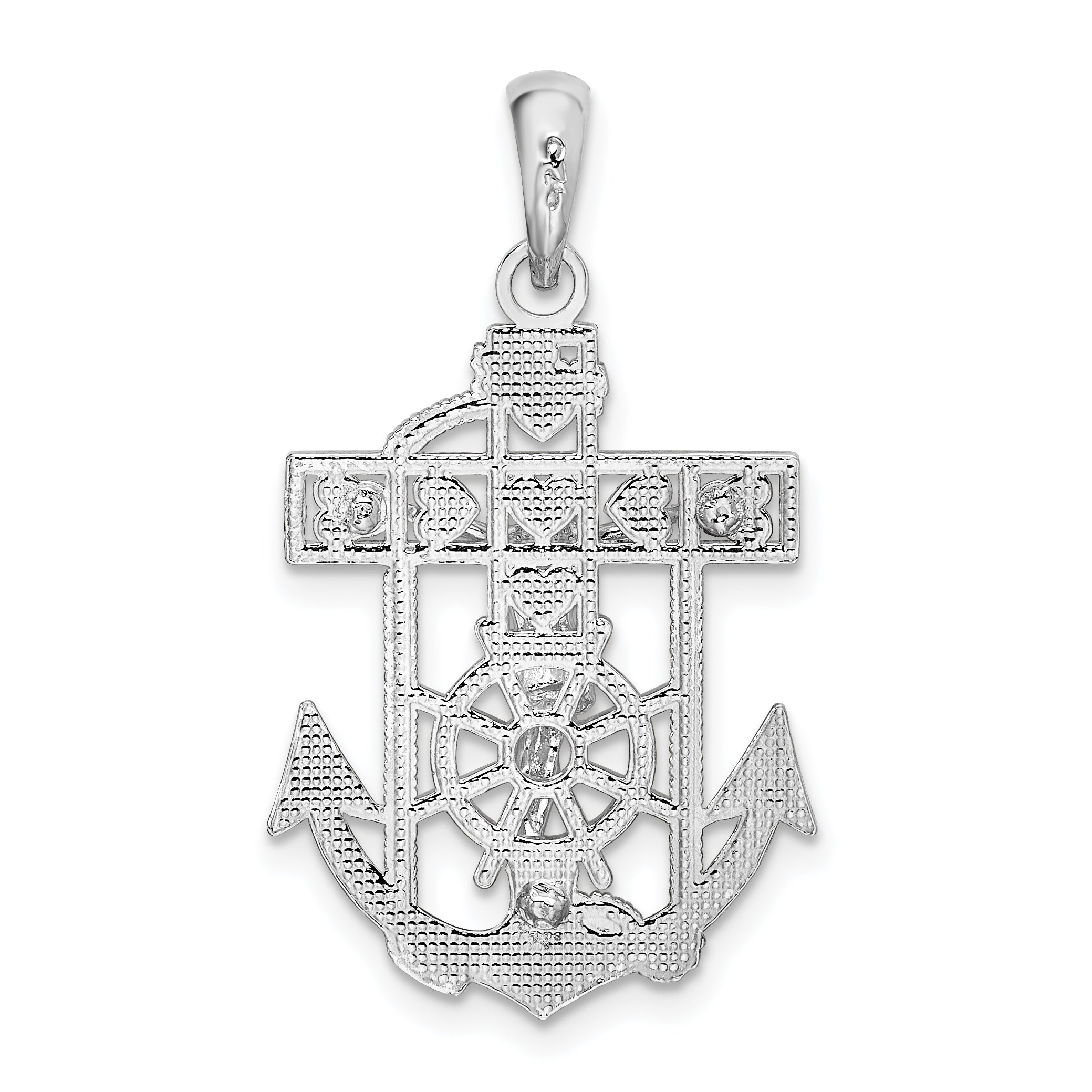 De-Ani Sterling Silver Rhodium-Plated Polished Mariners Crucifix Pendant