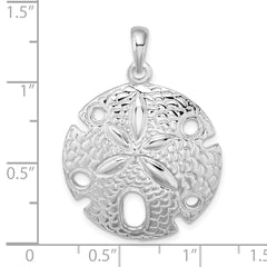 De-Ani Sterling Silver Rhodium-Plated Polished Large Sand Dollar Pendant