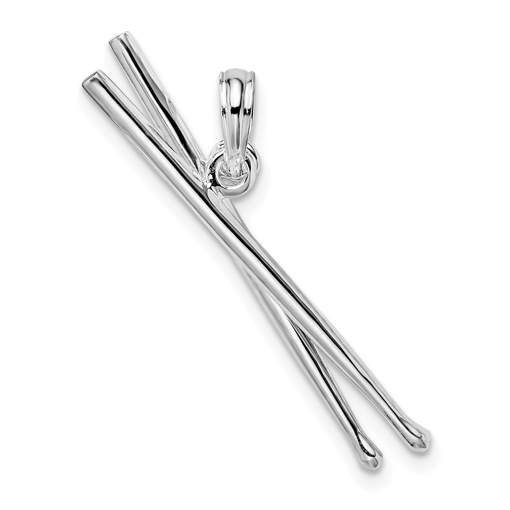 De-Ani Sterling Silver Rhodium-Plated Polished Moveable 3D Drumsticks Pendant