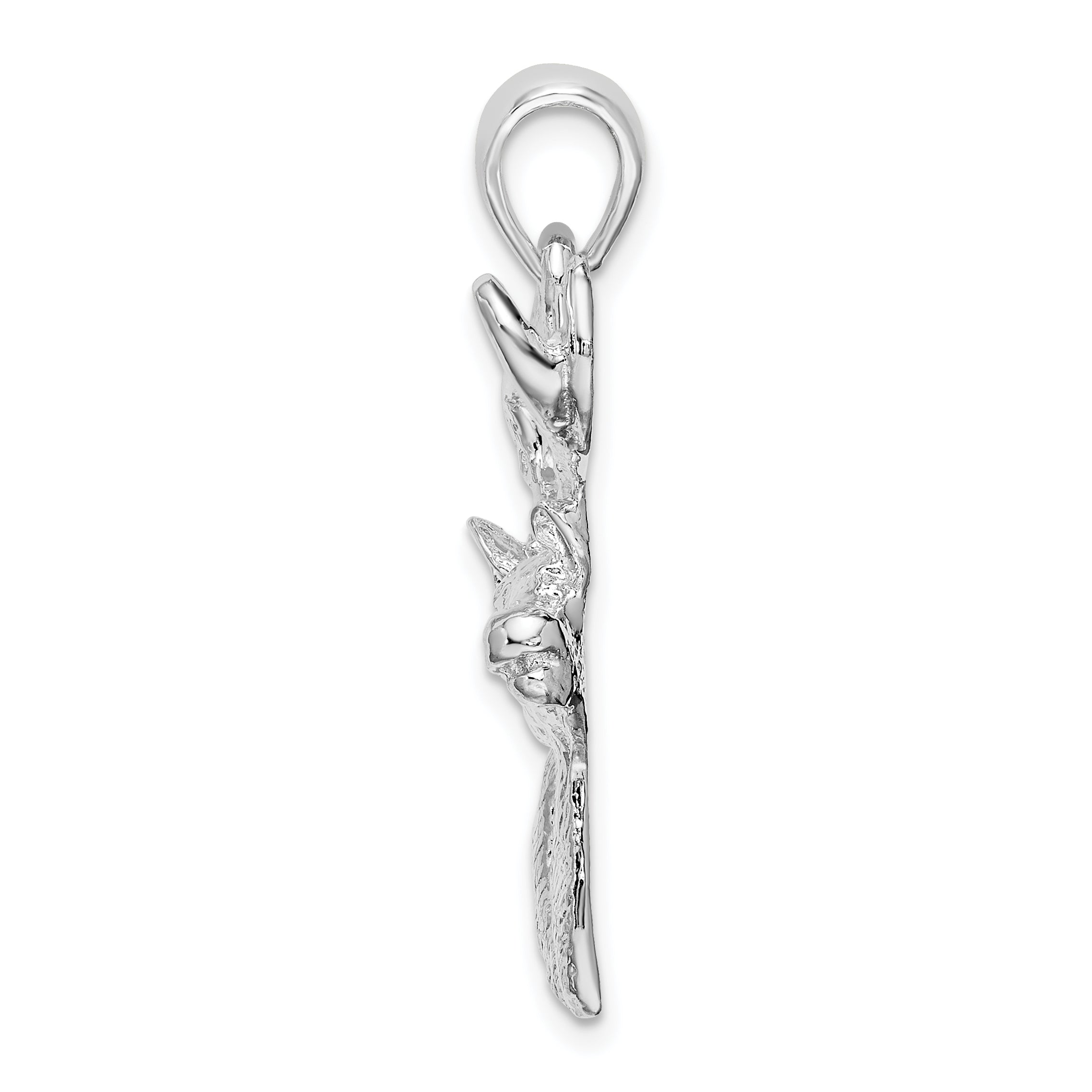 De-Ani Sterling Silver Rhodium-Plated 6-point Buck Deer Head Profile Pendant