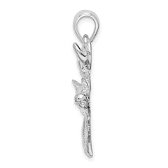 De-Ani Sterling Silver Rhodium-Plated 6-point Buck Deer Head Profile Pendant