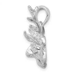 De-Ani Sterling Silver Rhodium-Plated Polished 8-point Buck Deer Head Pendant