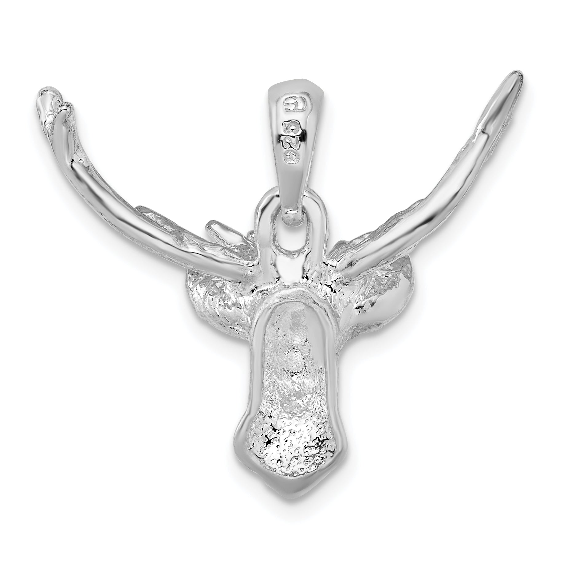 De-Ani Sterling Silver Rhodium-Plated Polished 8-point Buck Deer Head Pendant