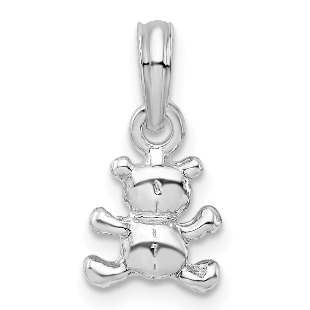 De-Ani Sterling Silver Rhodium-Plated Polished 3D Mini Bear Pendant