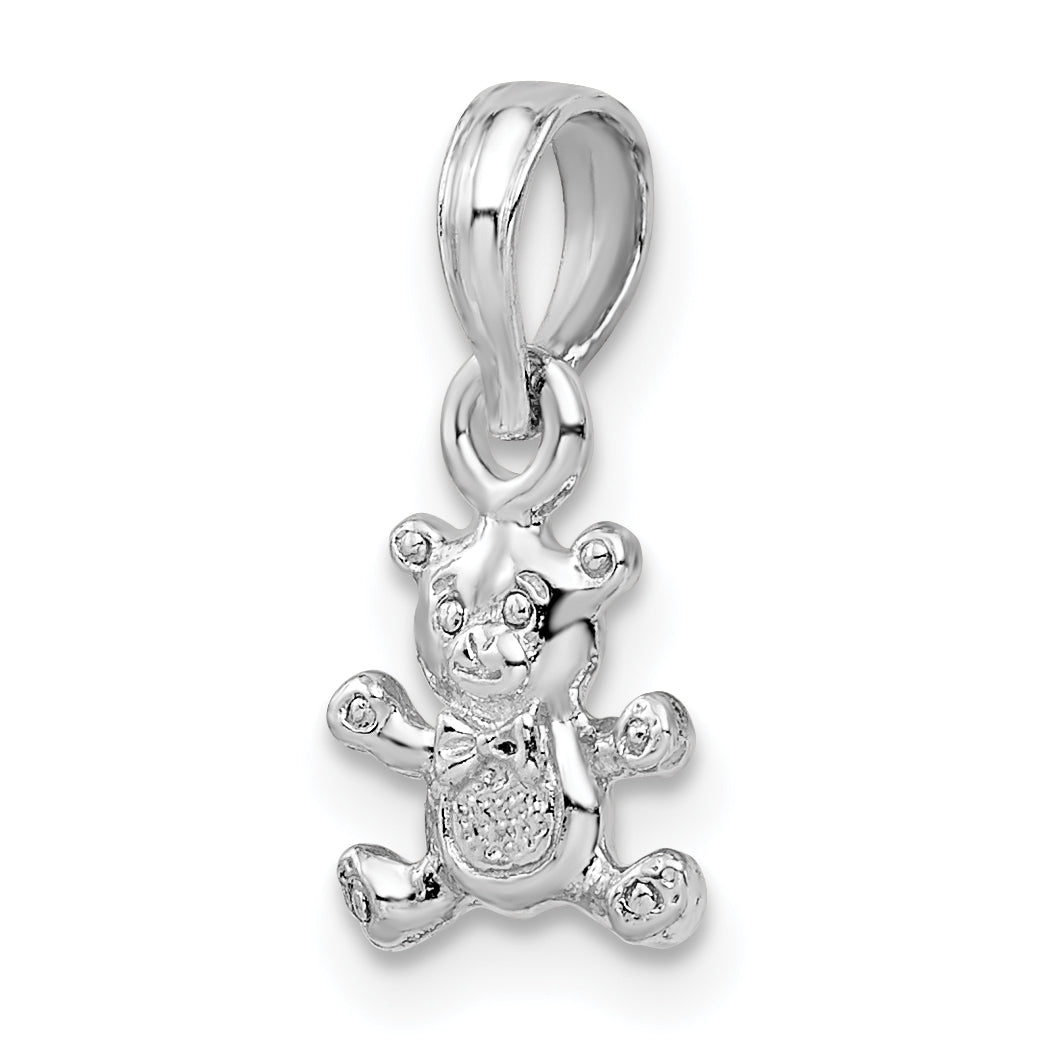 De-Ani Sterling Silver Rhodium-Plated Polished 3D Mini Bear Pendant