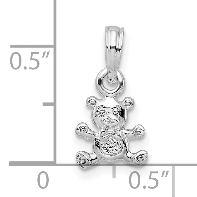 De-Ani Sterling Silver Rhodium-Plated Polished 3D Mini Bear Pendant