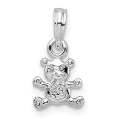 De-Ani Sterling Silver Rhodium-Plated Polished 3D Mini Bear Pendant