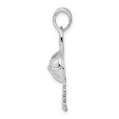 De-Ani Sterling Silver Polished Jockey Helmet with Crop Pendant