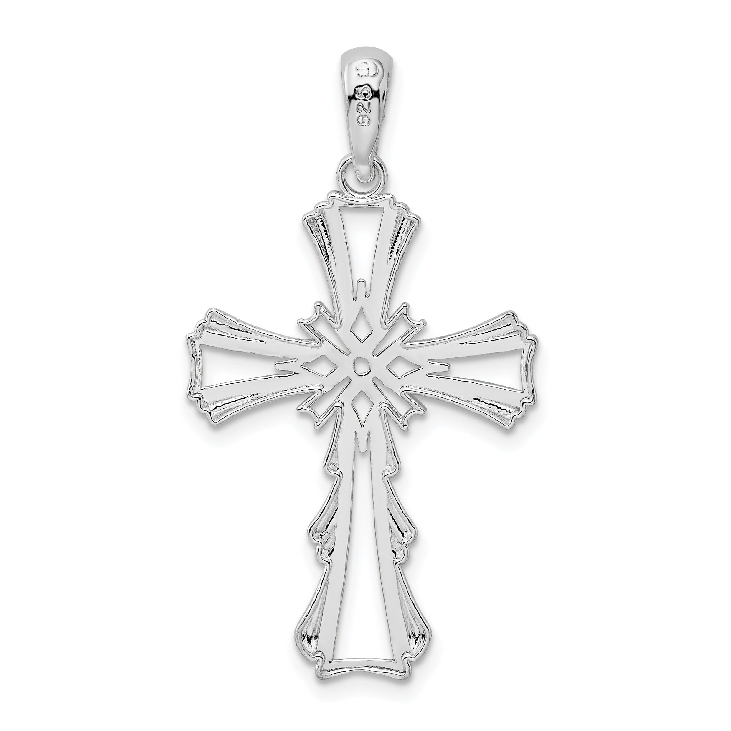 De-Ani Sterling Silver Rhodium-Plated Polished X-Center Cut-Out Cross Pendant