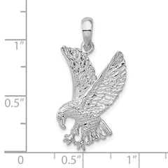 De-Ani Sterling Silver Rhodium-Plated Polished Textured Landing Eagle Pendant