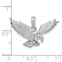 De-Ani Sterling Silver Rhodium-Plated Textured 3D Landing Eagle Pendant