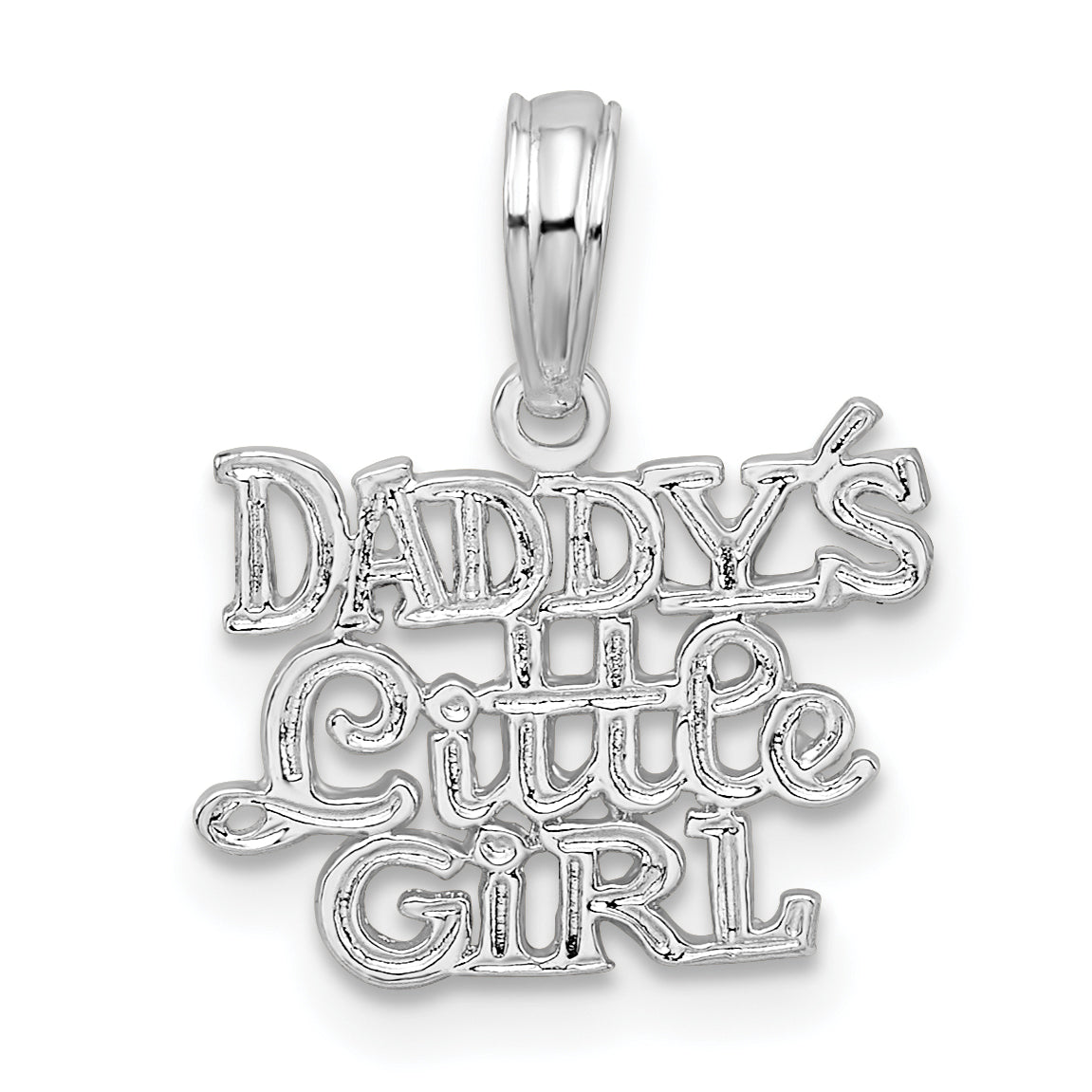 De-Ani Sterling Silver Rhodium-Plated Polished DADDYS LITTLE GIRL Pendant