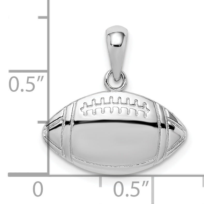 De-Ani Sterling Silver Rhodium-Plated Polished Football Pendant