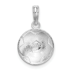 De-Ani Sterling Silver Rhodium-Plated Polished and Textured Soccer Ball Pendant