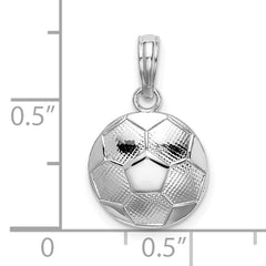 De-Ani Sterling Silver Rhodium-Plated Polished and Textured Soccer Ball Pendant