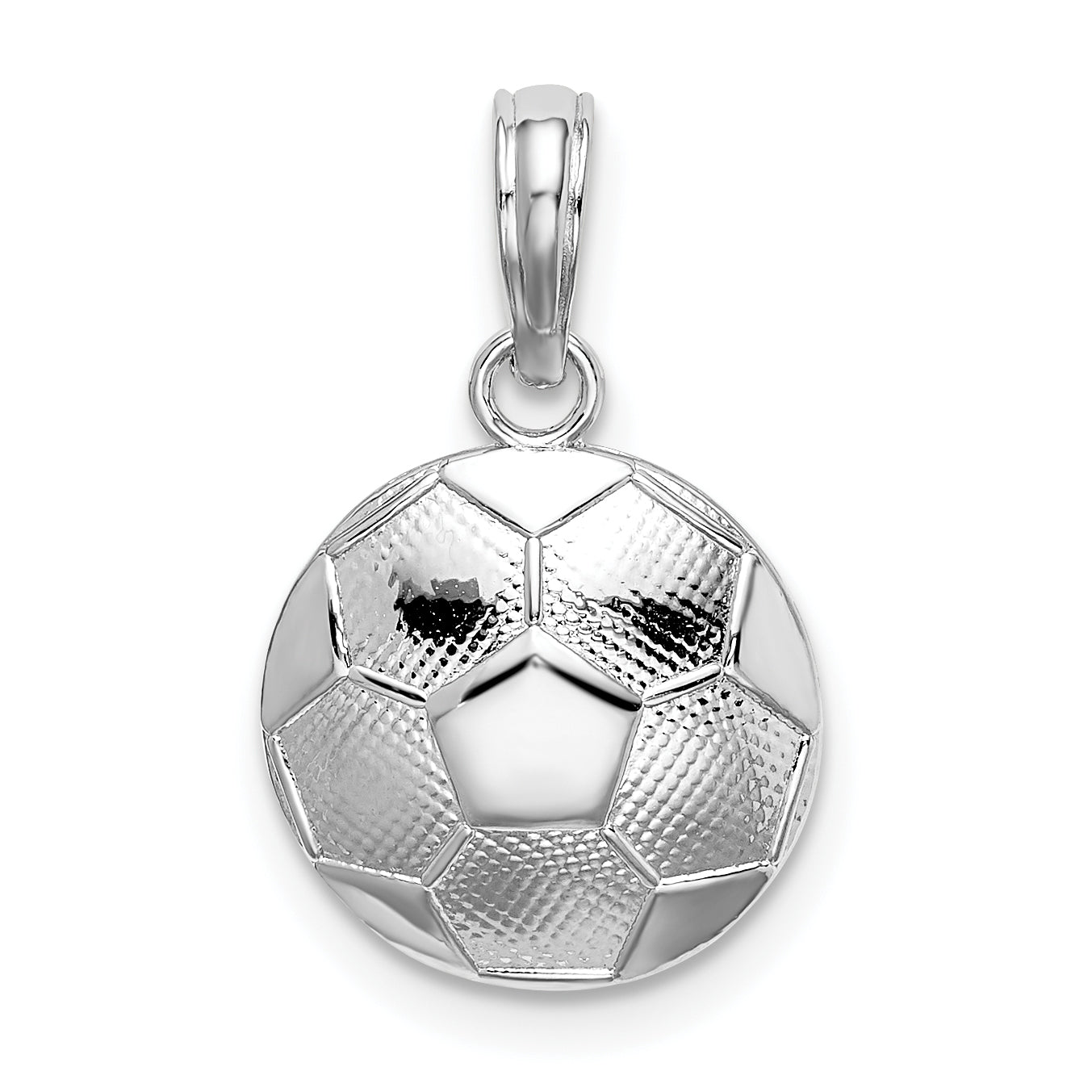 De-Ani Sterling Silver Rhodium-Plated Polished and Textured Soccer Ball Pendant