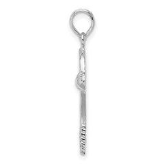 De-Ani Sterling Silver Rhodium-Plated Polished Tennis Racquet and Ball Pendant