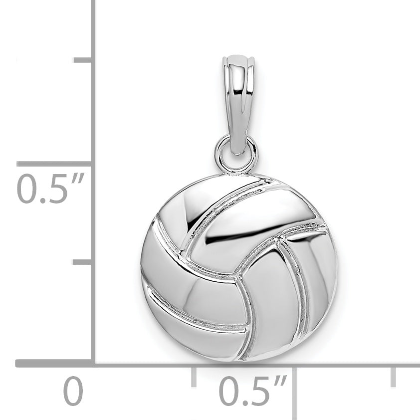 De-Ani Sterling Silver Rhodium-Plated Polished Volleyball Pendant