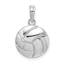 De-Ani Sterling Silver Rhodium-Plated Polished Volleyball Pendant