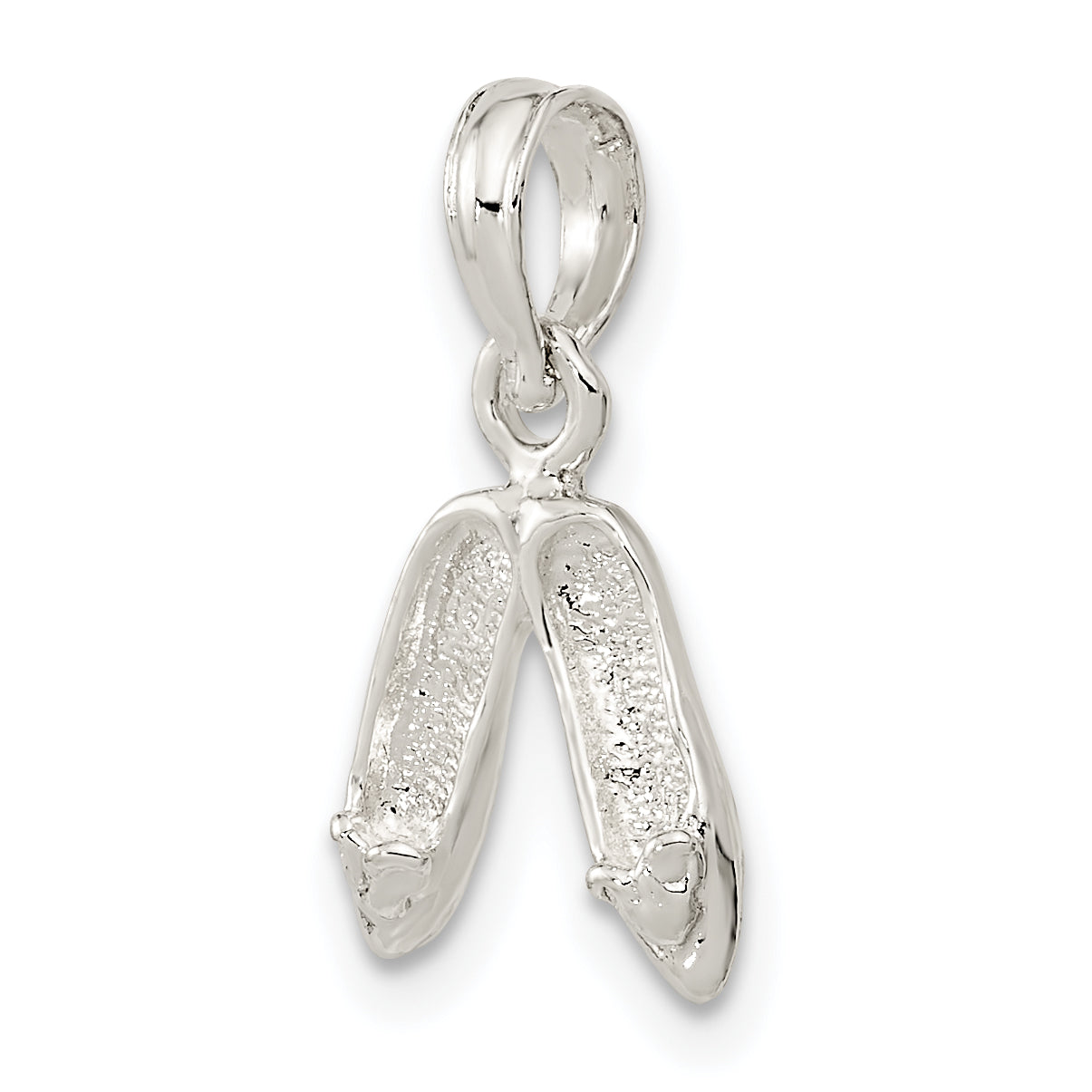 De-Ani Sterling Silver Rhodium-Plated Polished Ballet Slippers Pendant