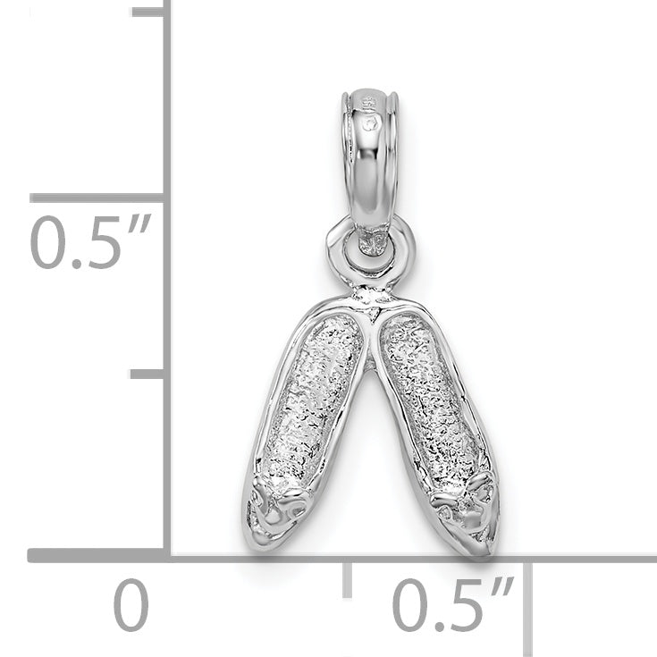 De-Ani Sterling Silver Rhodium-Plated Polished Ballet Slippers Pendant