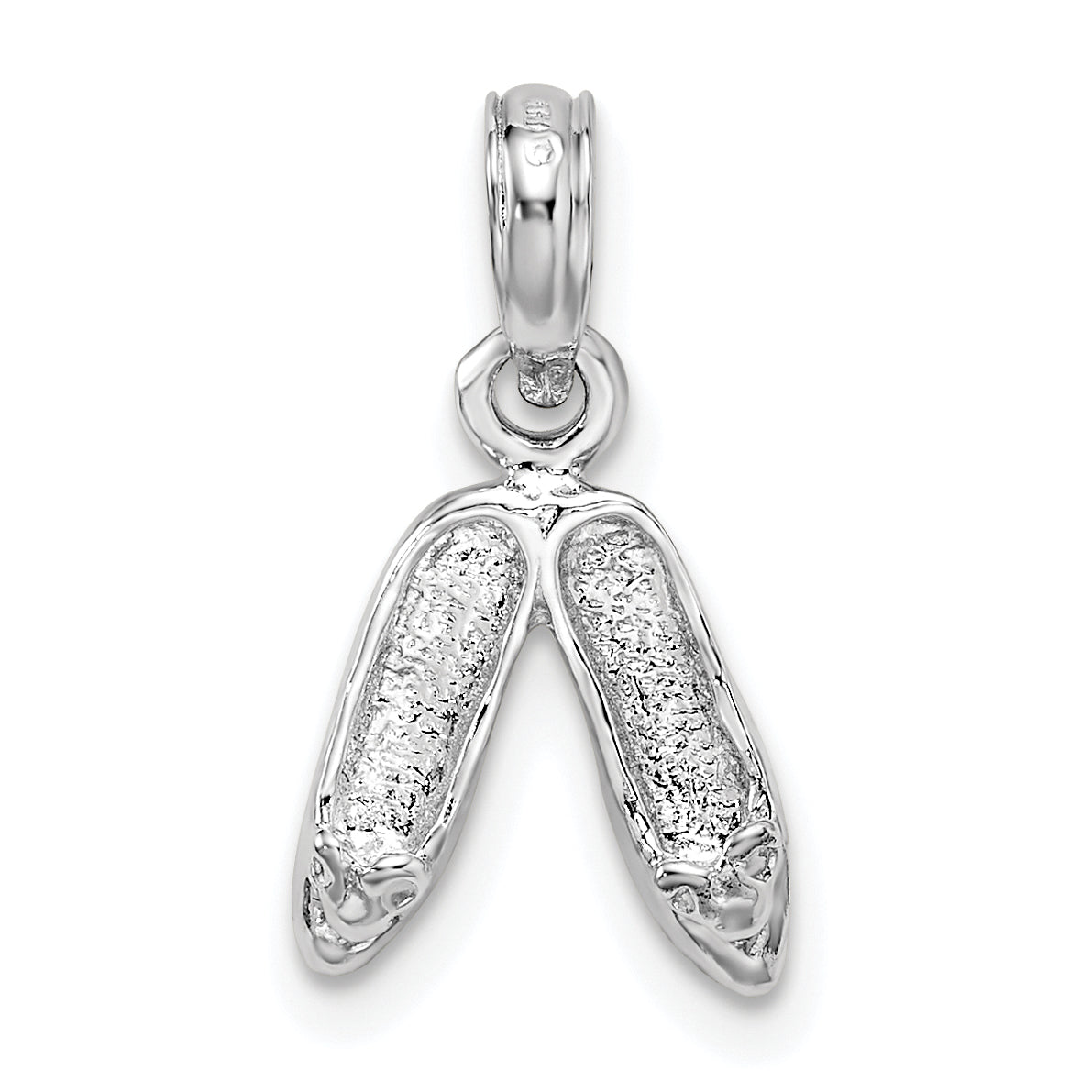 De-Ani Sterling Silver Rhodium-Plated Polished Ballet Slippers Pendant