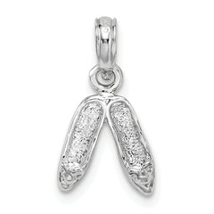 De-Ani Sterling Silver Rhodium-Plated Polished Ballet Slippers Pendant