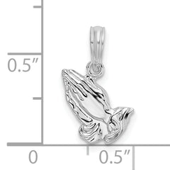 De-Ani Sterling Silver Rhodium-Plated Polished Praying Hands Pendant