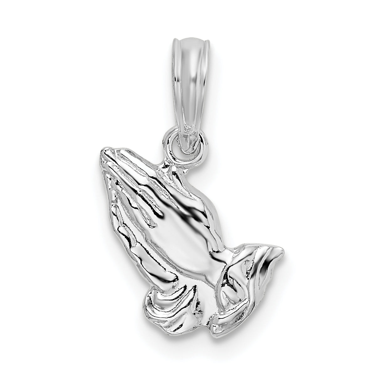 De-Ani Sterling Silver Rhodium-Plated Polished Praying Hands Pendant