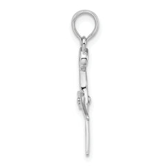 De-Ani Sterling Silver Rhodium-Plated Polished Moveable 3D Scissors Pendant