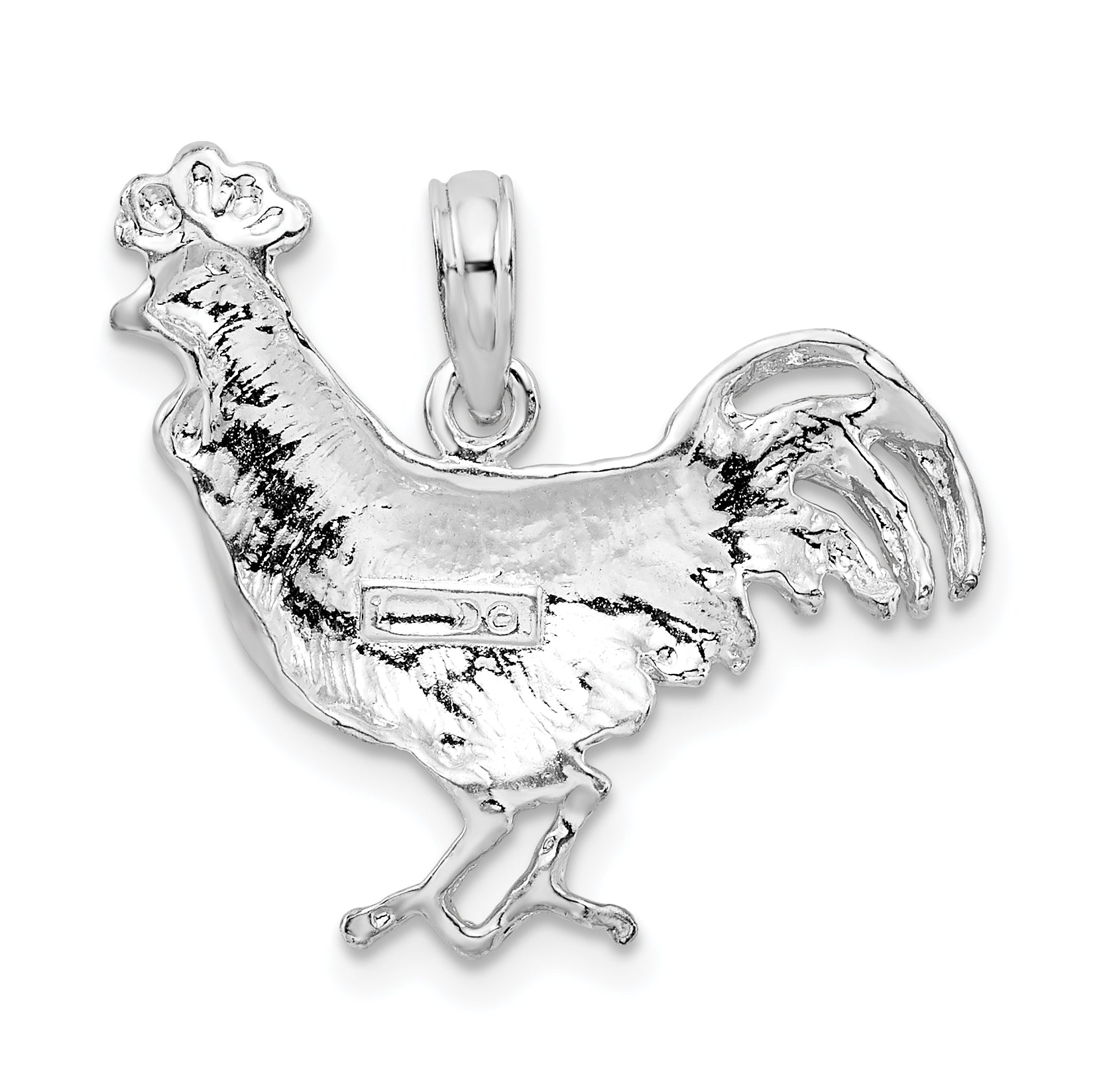 De-Ani Sterling Silver Rhodium-Plated Polished Rooster Pendant