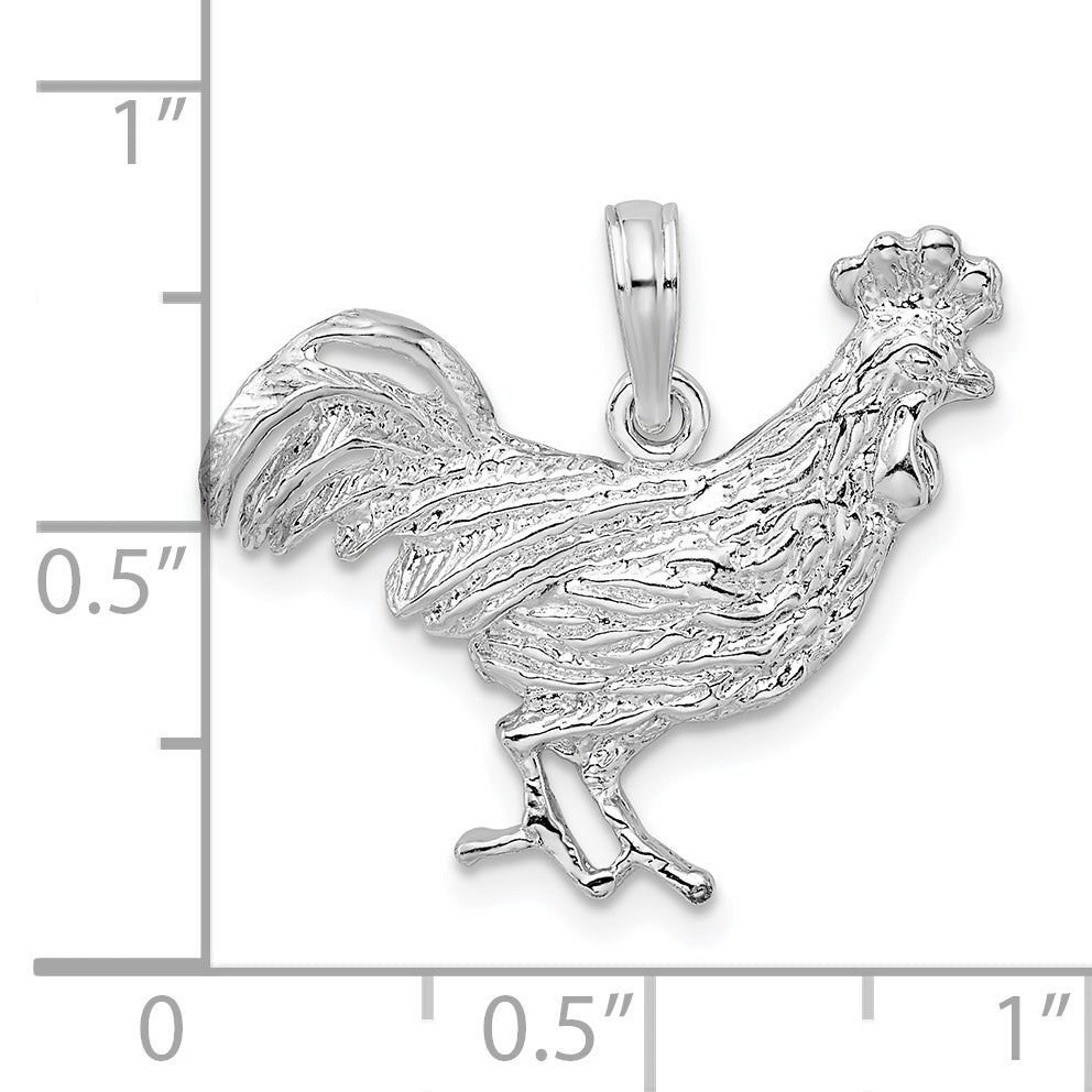 De-Ani Sterling Silver Rhodium-Plated Polished Rooster Pendant