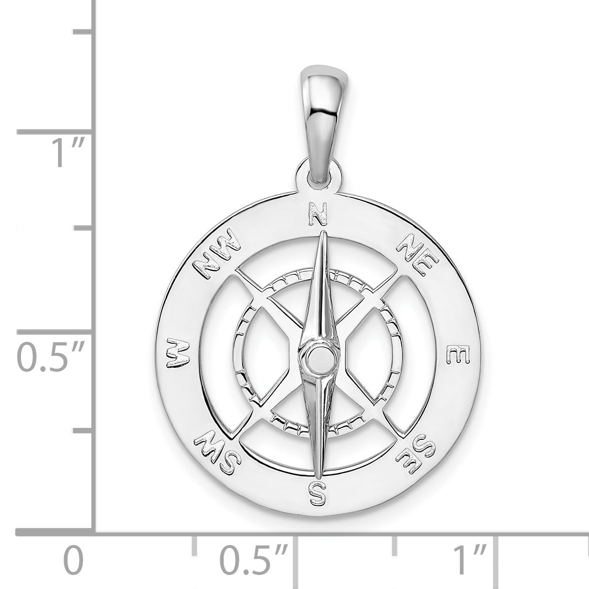 De-Ani Sterling Silver Rhodium-Plated Moveable Needle Compass Pendant