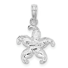 De-Ani Sterling Silver Rhodium-Plated Polished Puffed Starfish Pendant