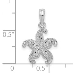 De-Ani Sterling Silver Rhodium-Plated Polished Puffed Starfish Pendant