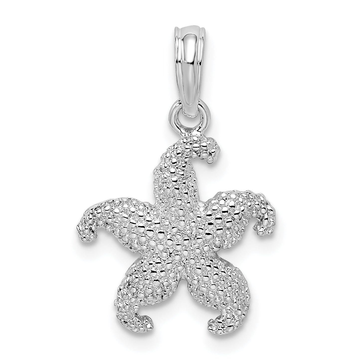 De-Ani Sterling Silver Rhodium-Plated Polished Puffed Starfish Pendant