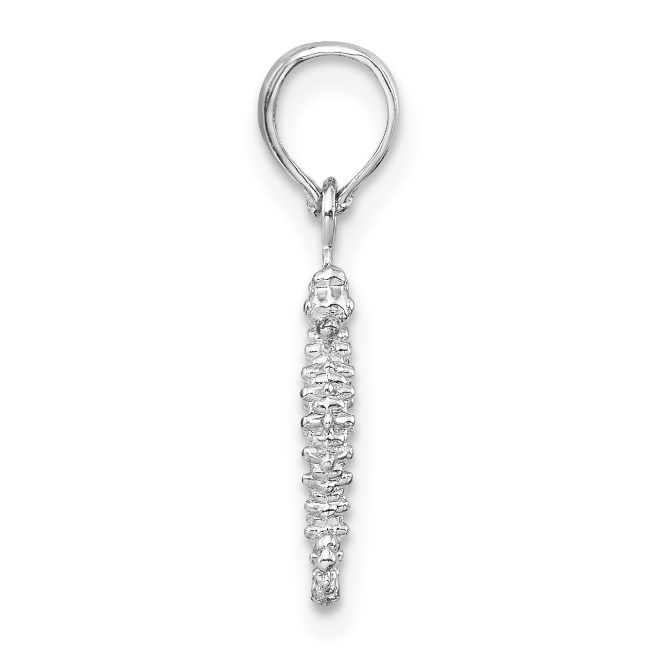 De-Ani Sterling Silver Rhodium-Plated Polished 3D Mini Seahorse Pendant