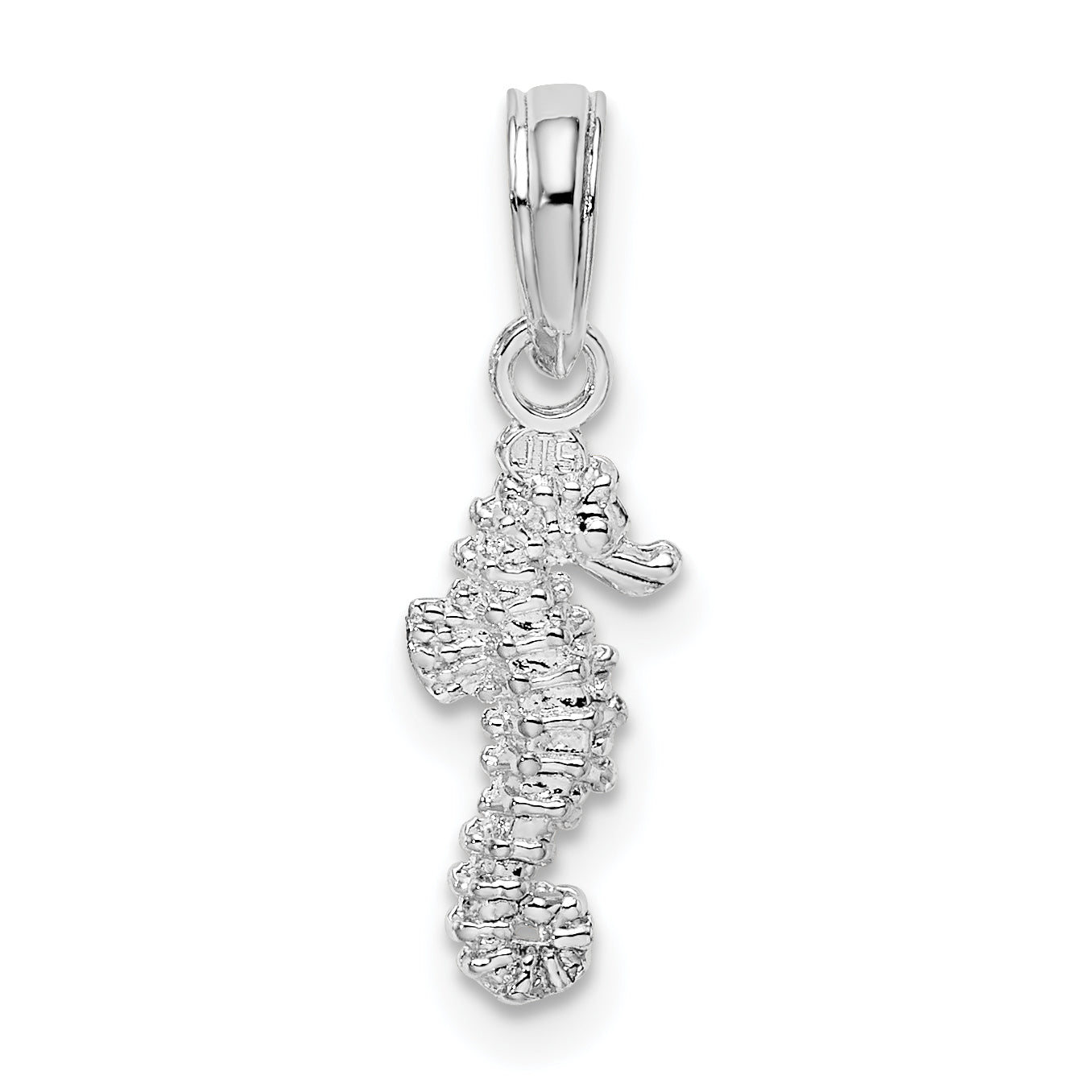 De-Ani Sterling Silver Rhodium-Plated Polished 3D Mini Seahorse Pendant