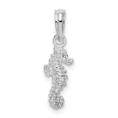 De-Ani Sterling Silver Rhodium-Plated Polished 3D Mini Seahorse Pendant