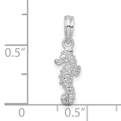 De-Ani Sterling Silver Rhodium-Plated Polished 3D Mini Seahorse Pendant