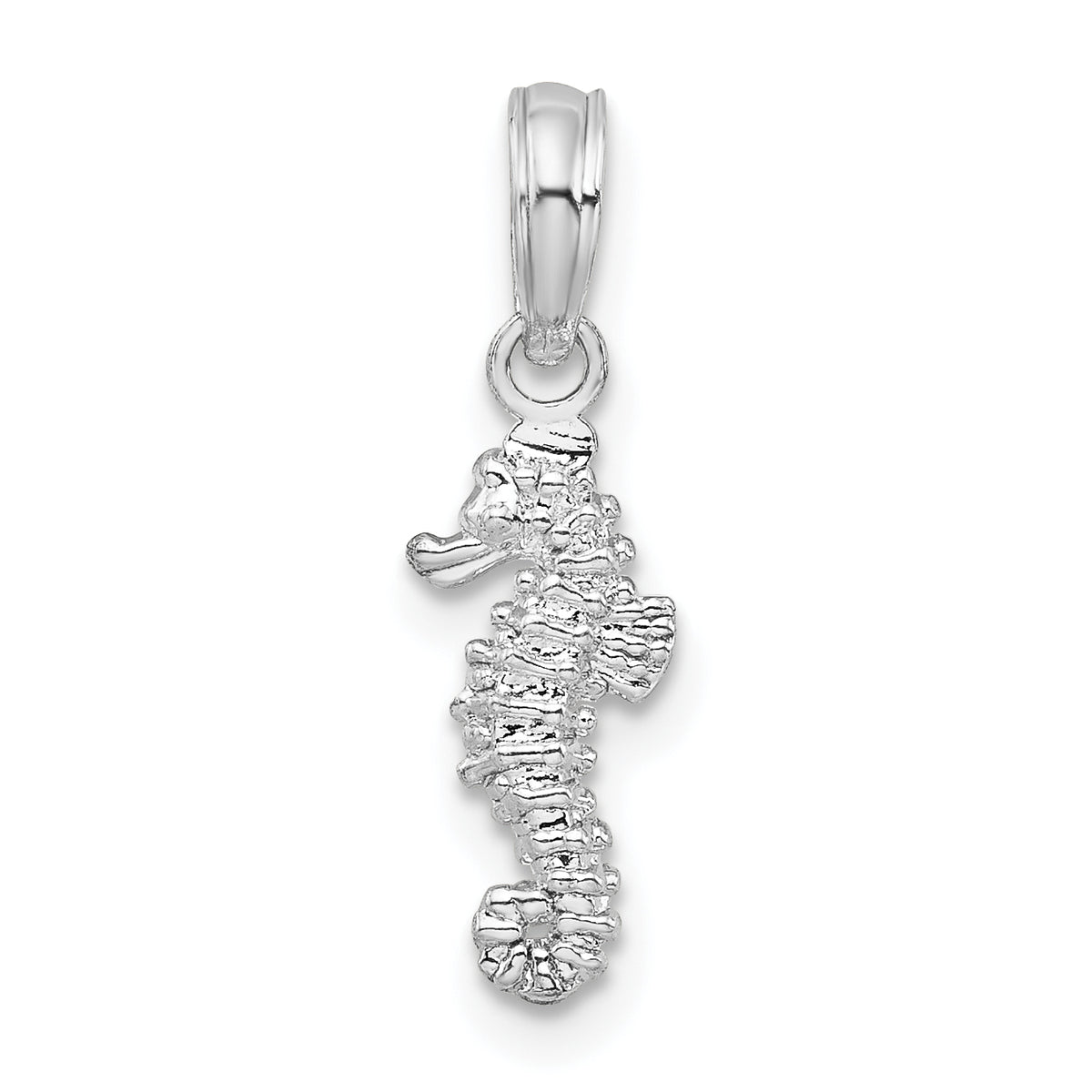 De-Ani Sterling Silver Rhodium-Plated Polished 3D Mini Seahorse Pendant