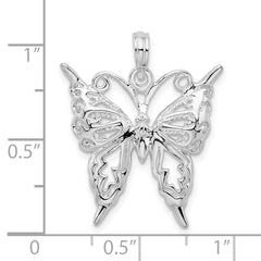 De-Ani Sterling Silver Rhodium-Plated Polished Cut-Out Butterfly Pendant