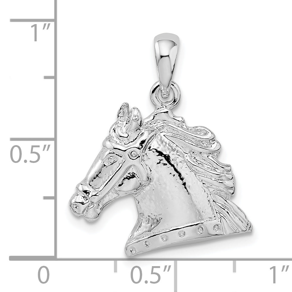 De-Ani Sterling Silver Rhodium-Plated Polished Horse Head Pendant