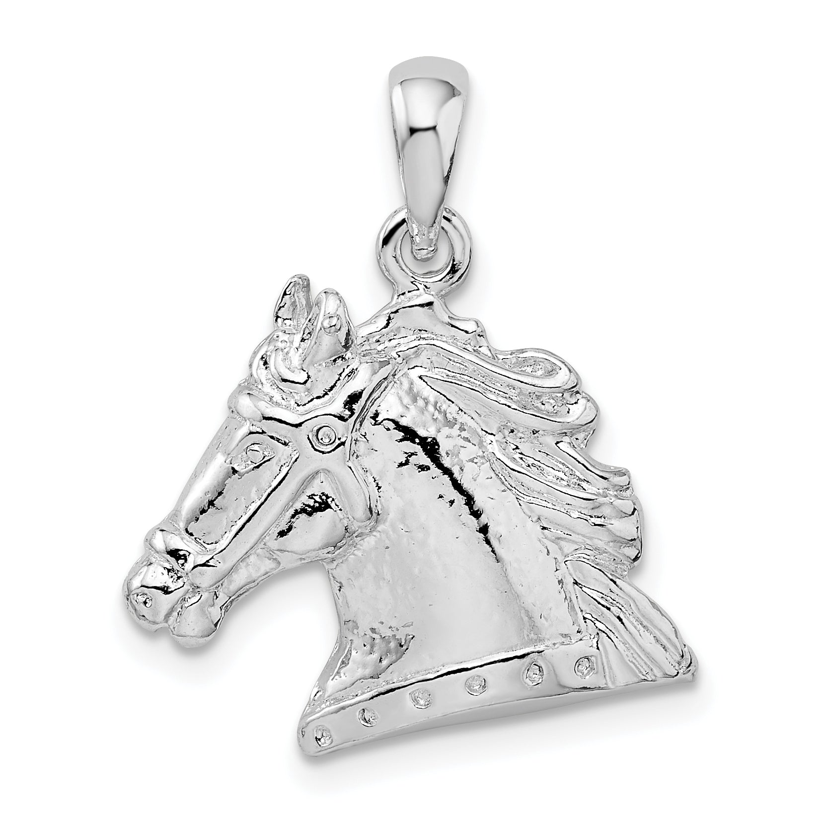 De-Ani Sterling Silver Rhodium-Plated Polished Horse Head Pendant