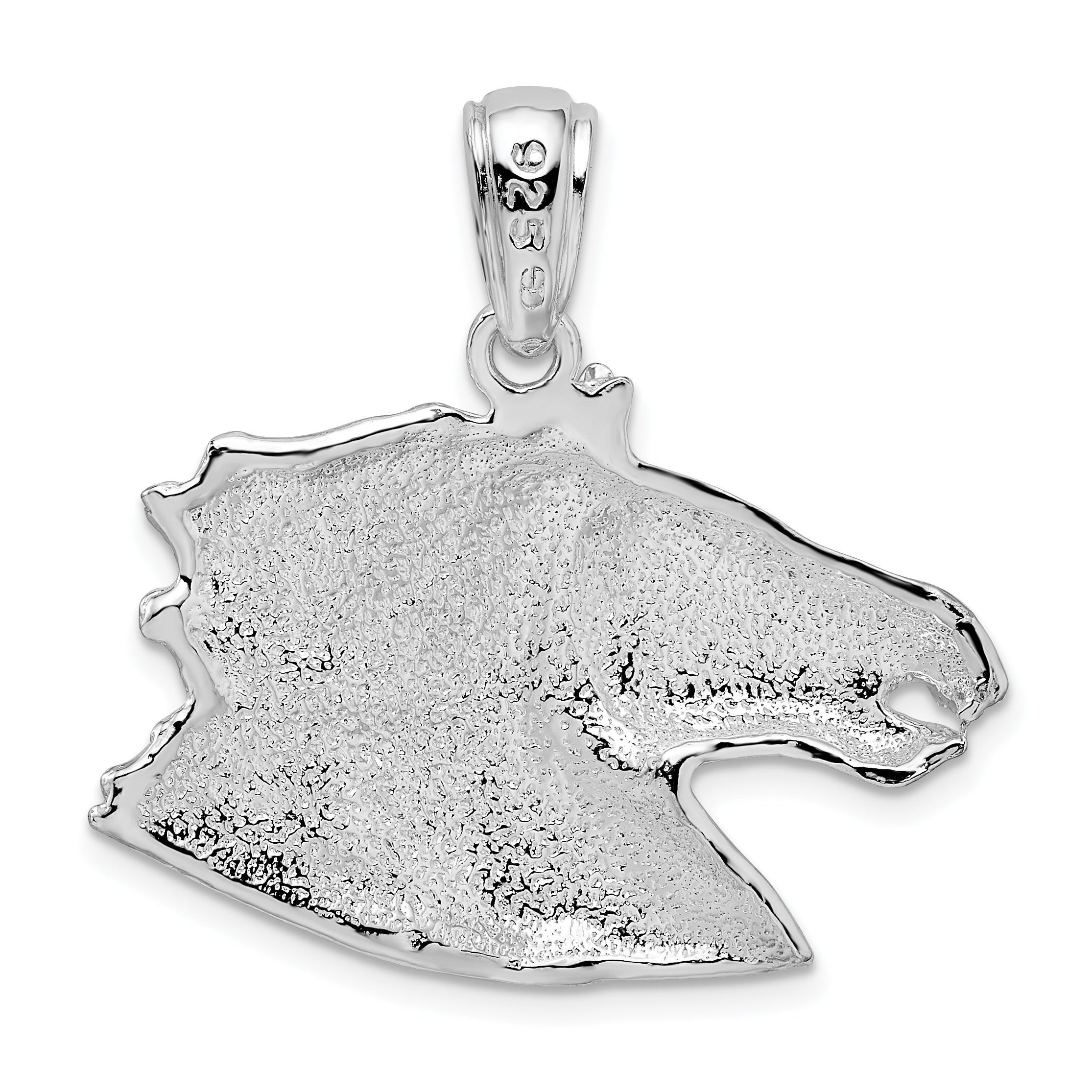 De-Ani Sterling Silver Rhodium-Plated Polished Horse Head Pendant